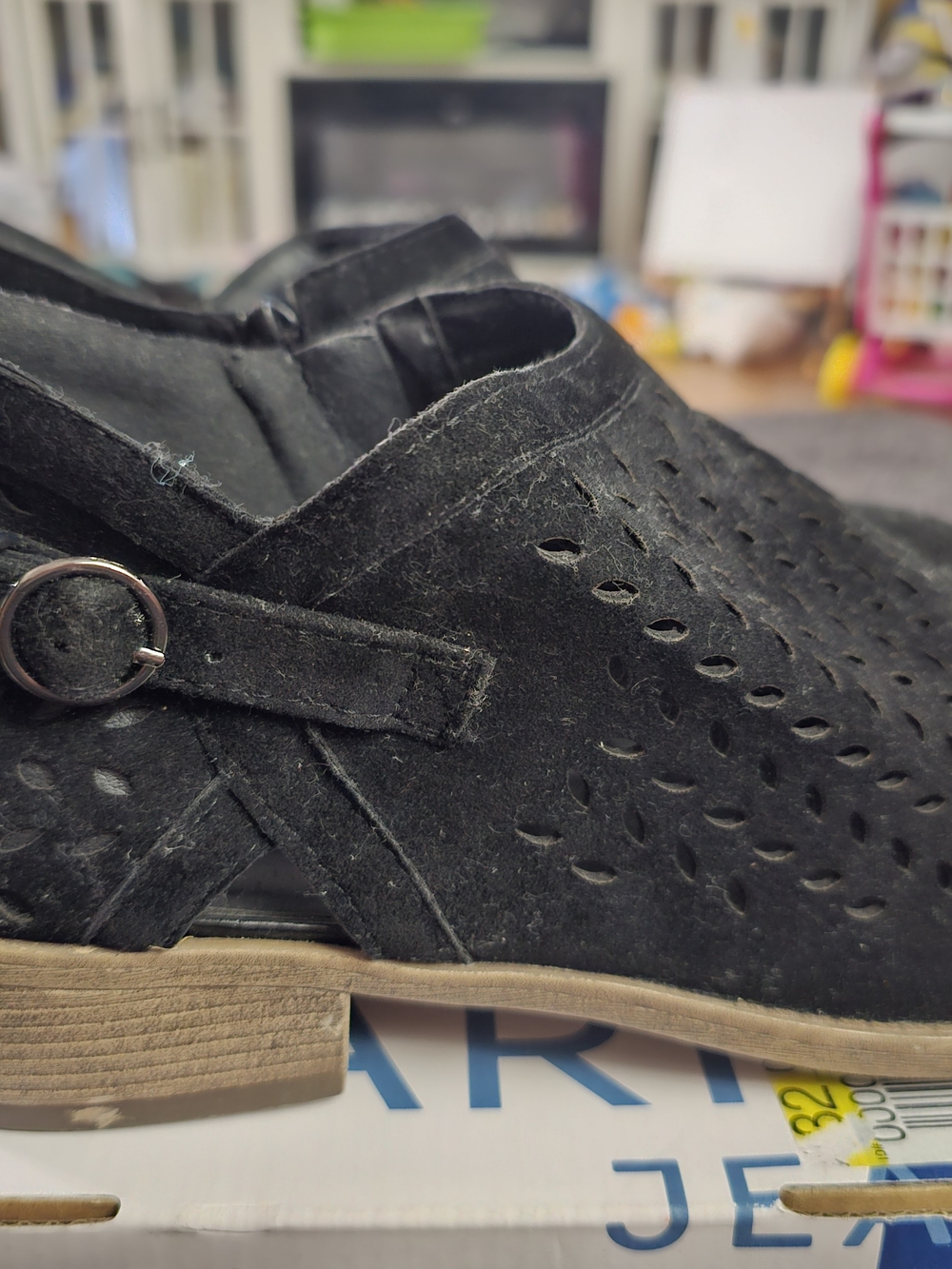 Journee Collection Black Perforated Suede Ankle Booties